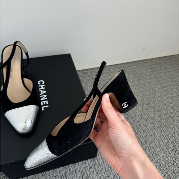 Chanel Toe Cap Slingback Heels - Picture 3 of 9